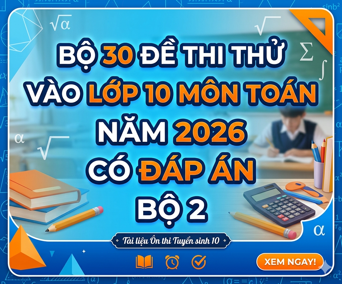 Bộ 30 Đề thi thử vào lớp 10 môn toán năm 2026 có đáp án Bộ 2